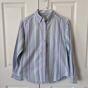Vintage L.L. Bean Cotton Striped Purple, Blue and Green Button Down Size XS